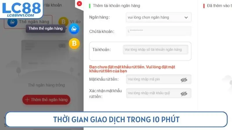 Thời gian giao dịch trong 10 phút